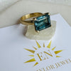 Emerald Cut Aquamarine Ring 9k Recycled Gold