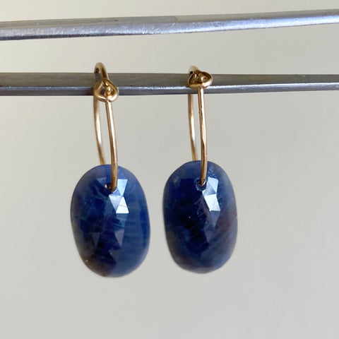Sapphire Slice Earrings Midnight Blue. (hoops or hooks)