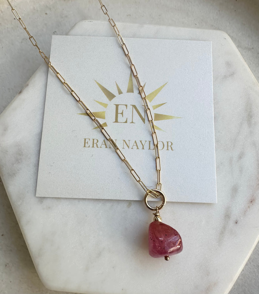 Rumi sapphire Necklace- Thick Chain
