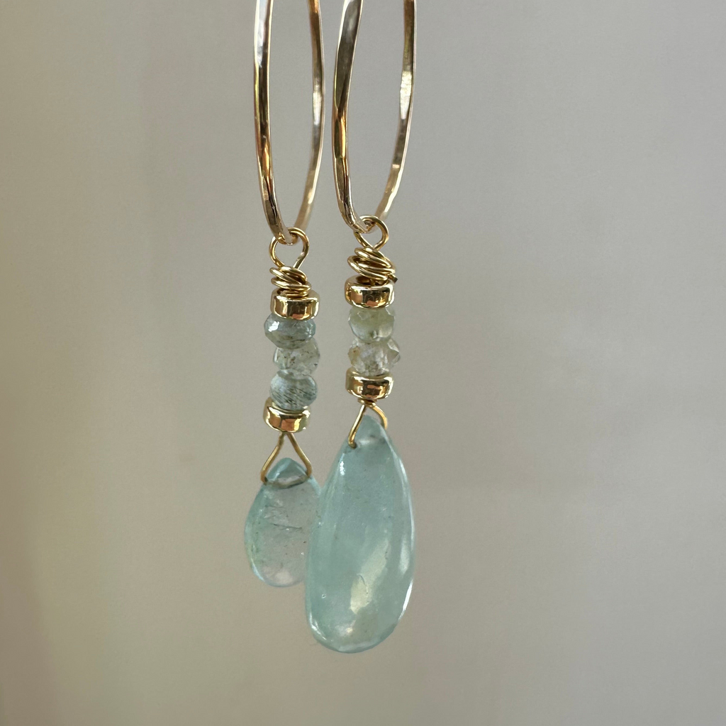Goddess aquamarine Hoops