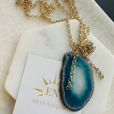 RAW Agate Slice Knot chain