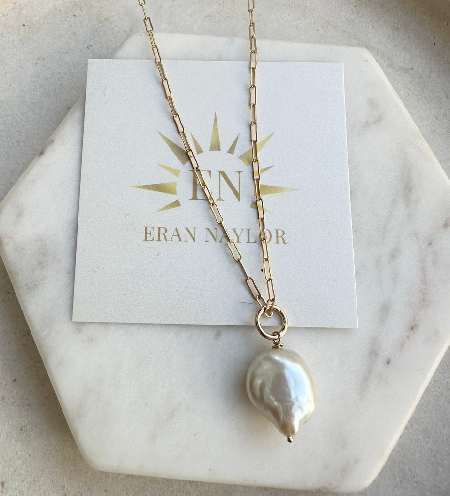 Rumi Keshi Pearl Necklace- Thick chain