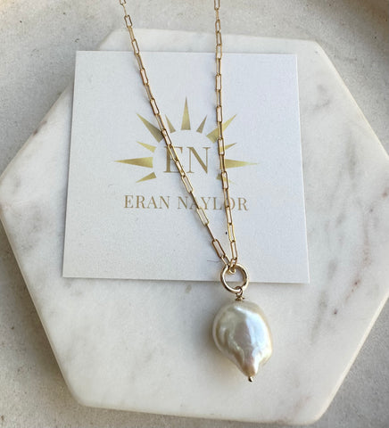 Rumi Keshi Pearl Necklace- Thick chain