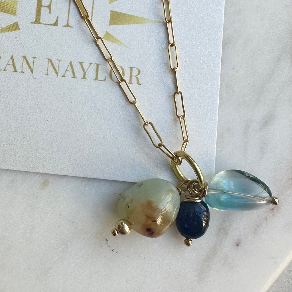Rumi Juicy Triple Necklace. Sapphire, Fluorite and Aventurine