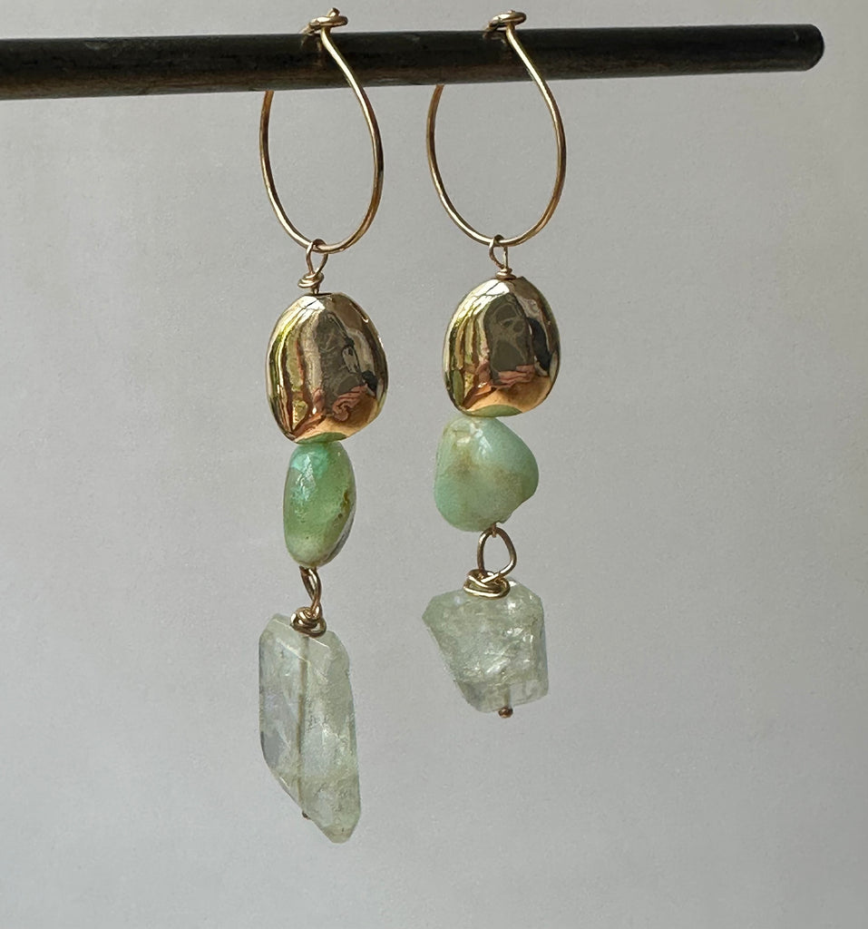 Goddess Aventurine, aquamarine hoops