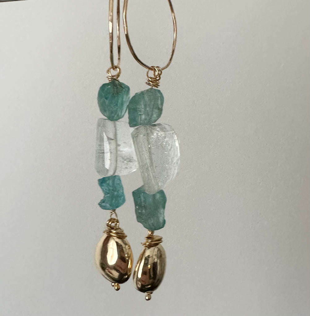 Goddess Aquamarine and Apatite Hoops