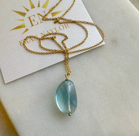 Rumi Teal Fluorite Fine Chain Necklace