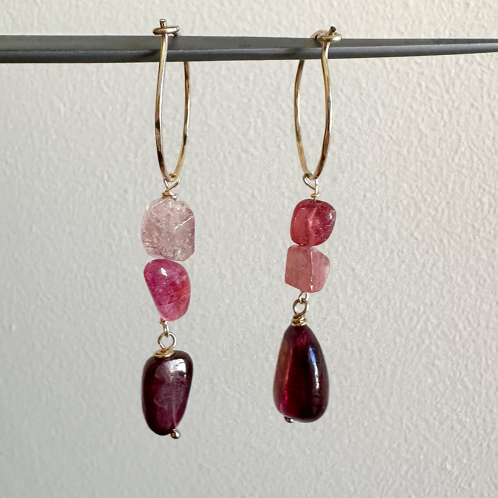 Goddess Ruby and spinel Earrings (hoops or hooks)