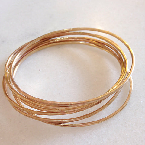 Adorn Bangles. Set of 6. Yellow or Rose Gold Fill- made to order