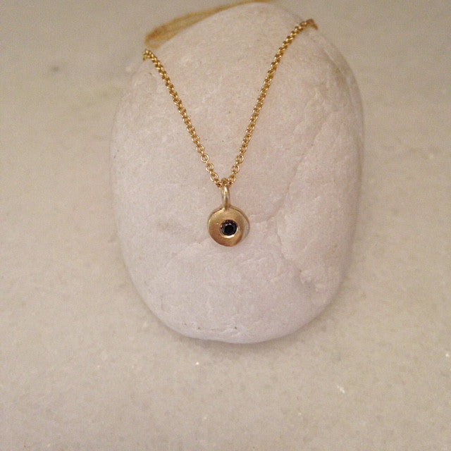 Sirocco Pendant w/ Black Diamond 9 or 18k Gold- Made to order
