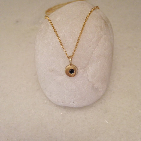 Sirocco Pendant w/ Black Diamond 9 or 18k Gold- Made to order