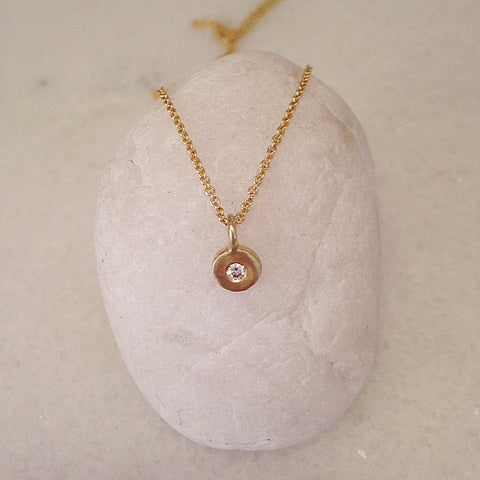 Sirocco Pendant w/ diamond 9 or 18k Gold- made to order