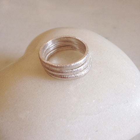 Adorn Textured Rings Silver