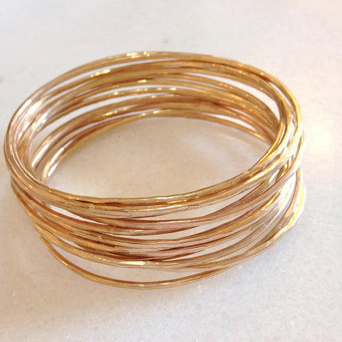 Adorn Bangles. Set of 12. Yellow or Rose Gold Fill-Made to order