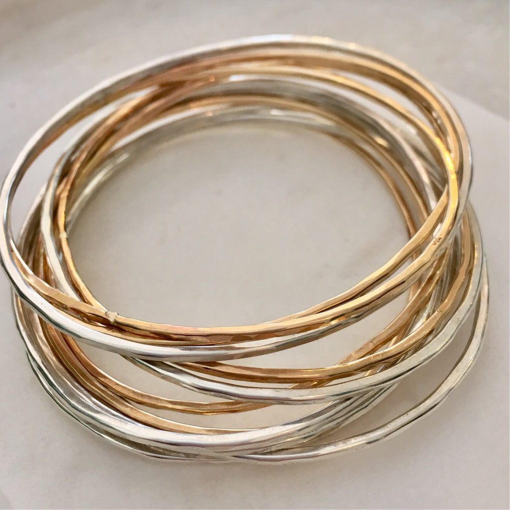 Adorn Bangles- Silver and Gold Fill ( Set of 12)-Made to order