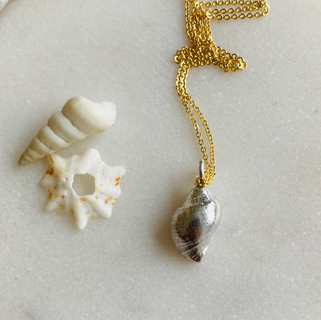 Sorrento Shell Necklace 1. Sterling silver on gold fill or silver chain.